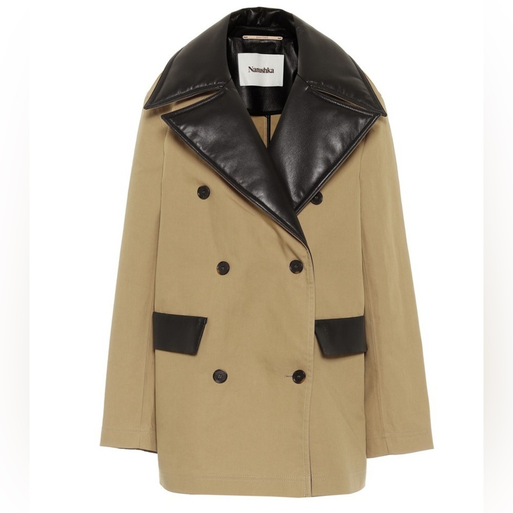 NWOT Nanushka Khaki Canvas Tommi Trench Coat Jacket sz M